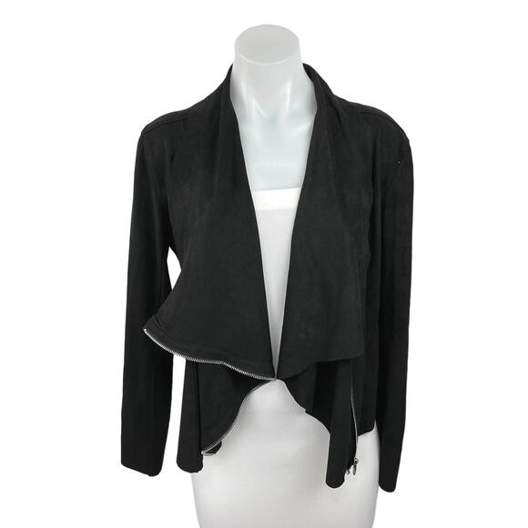Style Vine Black Suede Asymmetrical Zip Closure Long Sleeve Moto Jacket Size S - Picture 1 of 4